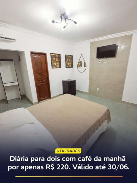 Imagens: acomodação 402 - 2• andar, acesso via escada. 

Procurando o melhor custo-benefício para dar uma escapada da rotina nesta última semana do mês? Você acabou de encontrar!

Aqui no Hotel 5 Sóis, você e sua companhia aproveitam uma diária super aconchegante por apenas R$ 220,00 (Acomodação Dupla), com um buffet de café da manhã delicioso esperando por vocês logo cedo.

Mas corre, porque essa tarifa promocional é válida somente para estadias até o dia 30 de junho! ⏳

Vem viver dias tranquilos e bem localizados em Olinda. Mande uma mensagem no Direct ou clique no link da bio para falar com a gente no WhatsApp e garantir a sua chave. 🧳