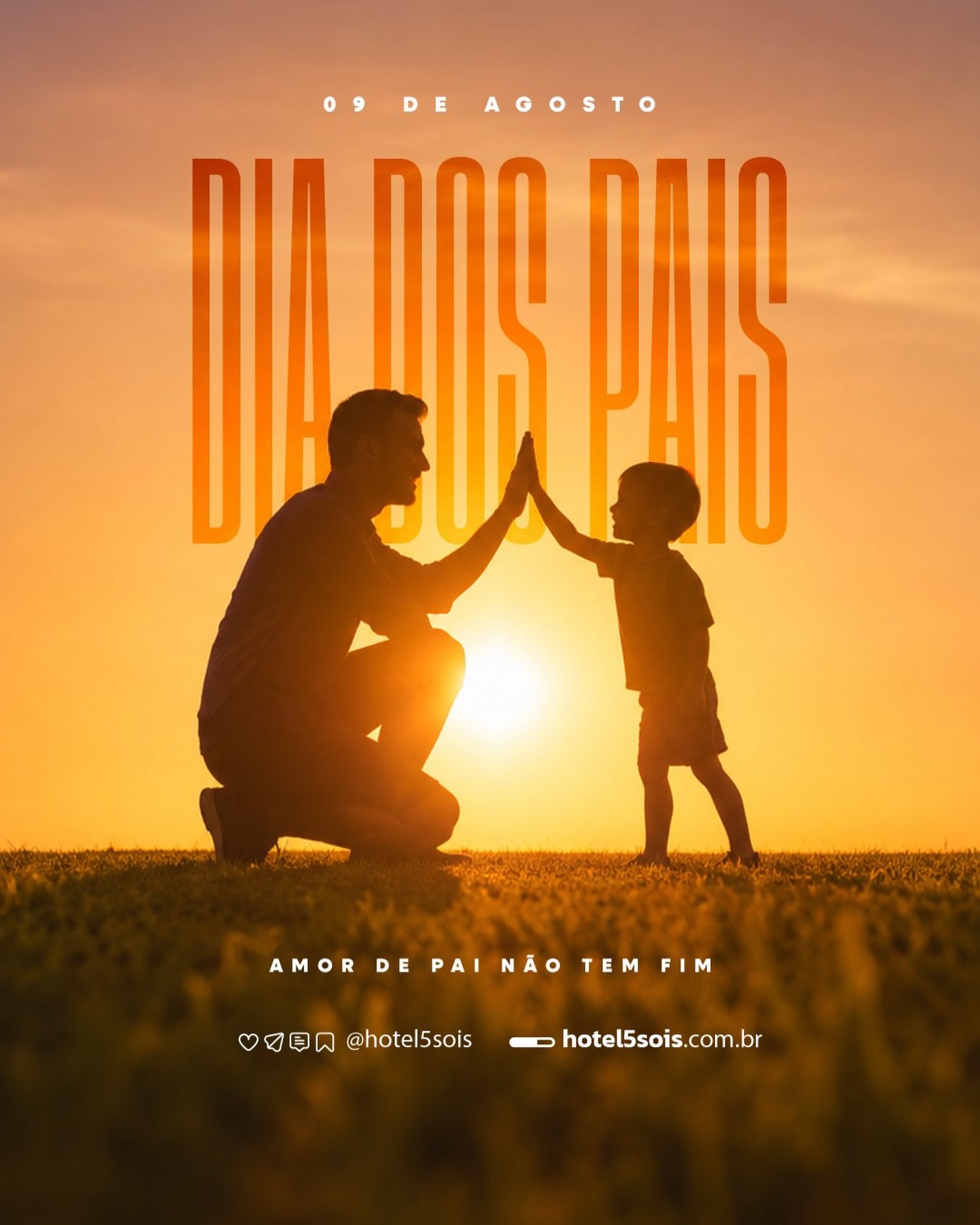 Hoje o dia é todo dedicado àqueles que nos ensinam os primeiros passos, nos guiam pelos melhores caminhos e são a nossa melhor companhia em qualquer viagem.

A família do Hotel 5 Sóis deseja um Feliz Dia dos Pais para todos os nossos hóspedes, amigos e seguidores! Que o domingo de vocês seja repleto de abraços apertados, sorrisos, mesa farta e momentos inesquecíveis ao lado de quem vocês mais amam.

E para os pais que estão celebrando essa data especial hospedados aqui com a gente: preparamos tudo com muito carinho para que o dia de vocês seja de puro descanso e alegria!